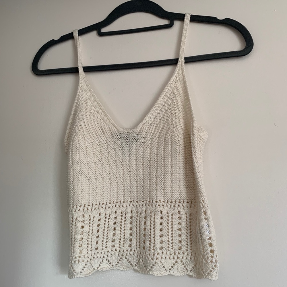 Cream crochet tank top size small